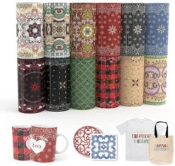 XINPOCUT Infusible Transfer Ink Sheets 12pcs/Set,11cm X 30cm -Christmas Plaid Sublimation Transfer Paper For Cricut Joy Mug Press, Transfer Ink Sheets For DIY T-Shirts Mug Tote Bags Works