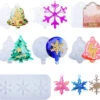 11 Pcs Resin Ornament Moulds, Snowflake Resin Mould Silicone For Casting, Xmas Resin Mould Ornament For DIY Crafts, Necklace Earrings Pendants, Keychain Resin Moulds Christmas Ornament Decorations