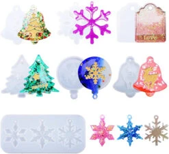 Funko Favour 30 11 Pcs Resin Ornament Moulds, Snowflake Resin Mould Silicone For Casting, Xmas Resin Mould Ornament For DIY Crafts, Necklace Earrings Pendants, Keychain Resin Moulds Christmas Ornament Decorations