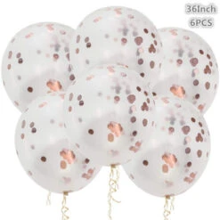 90cm Jumbo Giant Confetti Balloons, Clear Balloons With Gold Confetti (Premium Helium Quality) Pkg/6,Latex Glitter Confetti Balloons For Birthdays Wedding Photo Shoot And Festivals Christmas And Event Decorations