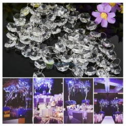 16.4FT Magnificent Crystal Acrylic Gems Bead Strands, Manzanita Crystals, Tree Garlands, Christmas Wedding Party Celebration Decoration (16FT(5M)) -Funko Favour 6 1041