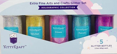 KittyKraft 5 Piece Extra Fine Glitter Set (Holiday Collection)- Includes Red, White, Green, Gold, And Silver Glitter - Perfect For Christmas And Holiday Crafts 4 KittyKraft 5 Piece Extra Fine Glitter Set (Holiday Collection)- Includes Red, White, Green, Gold, And Silver Glitter - Perfect For Christmas And Holiday Crafts - Image 2