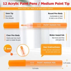 Paint Markers Crafts Supplies, Acrylic Paint Pens For Rock Painting Kit, School Christmas Ornaments Paint Marker Pens For Kids Adults DIY Card Making, Ceramic, Glass, Wood, Canvas, Mug Painting -Funko Favour 6 1056