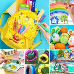 Paint Markers Crafts Supplies, Acrylic Paint Pens For Rock Painting Kit, School Christmas Ornaments Paint Marker Pens For Kids Adults DIY Card Making, Ceramic, Glass, Wood, Canvas, Mug Painting -Funko Favour 6 1057