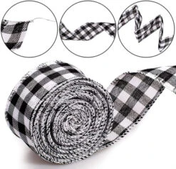 Whaline 3 Rolls Christmas Wired Edge Ribbons, 30 Yards X 2.5cm Black Red Plaid Ribbon, Black White Buffalo Plaid Ribbon And Burlap Craft Ribbon For DIY Gift Wrapping, Fall Crafts Decoration 11 Whaline 3 Rolls Christmas Wired Edge Ribbons, 30 Yards X 2.5cm Black Red Plaid Ribbon, Black White Buffalo Plaid Ribbon And Burlap Craft Ribbon For DIY Gift Wrapping, Fall Crafts Decoration -Funko Favour 6 1068