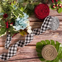 Whaline 3 Rolls Christmas Wired Edge Ribbons, 30 Yards X 2.5cm Black Red Plaid Ribbon, Black White Buffalo Plaid Ribbon And Burlap Craft Ribbon For DIY Gift Wrapping, Fall Crafts Decoration 13 Whaline 3 Rolls Christmas Wired Edge Ribbons, 30 Yards X 2.5cm Black Red Plaid Ribbon, Black White Buffalo Plaid Ribbon And Burlap Craft Ribbon For DIY Gift Wrapping, Fall Crafts Decoration -Funko Favour 6 1070