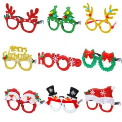 Aneco 9 Pieces Christmas Glitter Party Glasses Christmas Decoration Costume Eyeglasses Party Glasses Frame For Holiday Favours, Assorted Styles