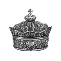 AVESON Creative Vintage Metal Alloy Crown Design Jewellery Box Ring Trinket Case Christmas Birthday Gift, Large