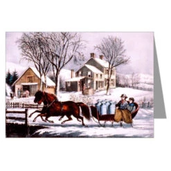 Currier And Ives Christmas Winter Morning In The Country, 1873 Greeting Card Set