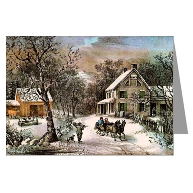Currier And Ives Christmas American Homestead, Winter Notecard Set 3 Currier And Ives Christmas American Homestead, Winter Notecard Set