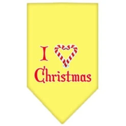Mirage Pet Products 66-25-04 LGYW Heart Christmas Screen Print Bandana Yellow Large