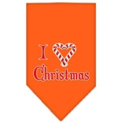 Mirage Pet Products 66-25-04 SMOR Heart Christmas Screen Print Bandana Orange Small