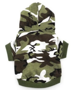 Smalllee_lucky_store Army Green Hoodie Hooded Christmas T Tee Shirt Small Dog Clothes Costume - Green Camo (Small (Chest14"Back8.13cm ))