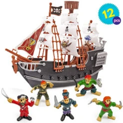 THE TWIDDLERS Pirate Ship With Model Pirates - Perfect Toy For Pirate Enthusiasts - Hours Of Fun & Entertainment Toy For Kids Birthday Party & Christmas