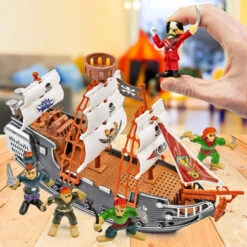THE TWIDDLERS Pirate Ship With Model Pirates - Perfect Toy For Pirate Enthusiasts - Hours Of Fun & Entertainment Toy For Kids Birthday Party & Christmas -Funko Favour 6 159