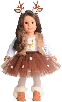 Sweet Dolly Doll Clothes Deer Costume Christmas Tutu Dress Fits 46cm American Girl Doll