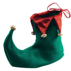 AMSCAN Deluxe Christmas Pointed Elf Shoes Boots Fancy Dress Accessory Adults Santa's Little Helper Green Red Elves Covers Up To Size 10 With Rubber Grip Soles -Funko Favour 6 183