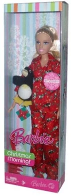 Barbie 2007 Christmas Morning With Penguin, Hairbrush And Christmas Present