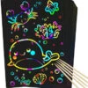 RMJOY Scratch Rainbow Art Paper Set - 50Pcs Magic Scratch Off Art Craft Supplies Kits For Kids Girls Boys Black Scratch Notes Sheet Doodle Pad For Fun DIY Toy Party Favours Game Christmas Birthday Gift -Funko Favour 6 229