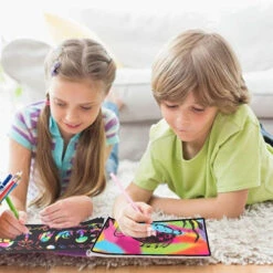 RMJOY Scratch Rainbow Art Paper Set - 50Pcs Magic Scratch Off Art Craft Supplies Kits For Kids Girls Boys Black Scratch Notes Sheet Doodle Pad For Fun DIY Toy Party Favours Game Christmas Birthday Gift -Funko Favour 6 231