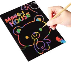 RMJOY Scratch Rainbow Art Paper Set - 50Pcs Magic Scratch Off Art Craft Supplies Kits For Kids Girls Boys Black Scratch Notes Sheet Doodle Pad For Fun DIY Toy Party Favours Game Christmas Birthday Gift -Funko Favour 6 233
