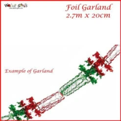 Premier® Christmas Red And Green Foil Hanging Garland Decoration 2.7m