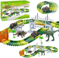 Palotix Dinosaur Toys For 3 Year Old Boys, Dinosaur Train Toys Race Track 170PCS Dinosaur World Road Race Kids Toys Car For 3 4 5 6 Boys Girls Christmas Birthday Gifts