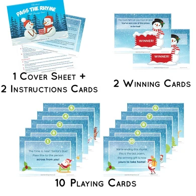 Christmas Pass The Parcel Game - Christmas Games For Families And Christmas Party Fun - 10 - RHYME CARDS - A6 Postcard Size 5 Christmas Pass The Parcel Game - Christmas Games For Families And Christmas Party Fun - 10 - RHYME CARDS - A6 Postcard Size - Image 3