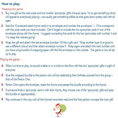 Christmas Pass The Parcel Game - Christmas Games For Families And Christmas Party Fun - 10 - RHYME CARDS - A6 Postcard Size 7 Christmas Pass The Parcel Game - Christmas Games For Families And Christmas Party Fun - 10 - RHYME CARDS - A6 Postcard Size - Image 5