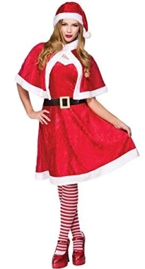 Mrs Santa Claus + Tights Ladies Fancy Dress Christmas Xmas Womens Adults Costume UK 10-14