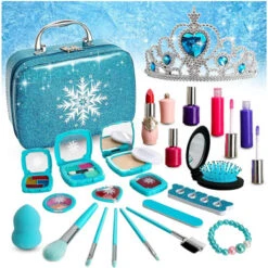 Fabely Washable Makeup Kit Pretend Play Toy For Girl Applies Like Real Makeup But Washes Off Easily Toddler Makeup Toy Perfect Christmas Birthday Gifts For 4 5 6 7 8 Years Old Little Girls