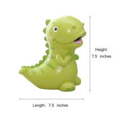 WAIT FLY 19cm X 19cm Lovely Green Dinosaur Shaped Large Size Resin Piggy Bank Coin Bank Money Bank Best Christmas Birthday Gifts For Kids Boys Girls Home Decoration -Funko Favour 6 419