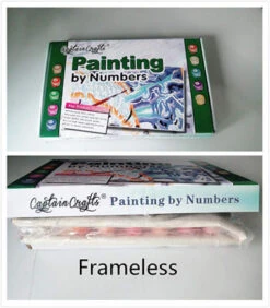 CaptainCrafts New DIY Paint By Numbers 16x20 For Adults Beginner Kit, Kids LINEN Canvas - Forest House Christmas Morning (Frameless) -Funko Favour 6 48