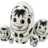 Cute Egg Shape Animal Theme Handmade Wooden Russian Nesting Dolls Matryoshka Dolls Set 5 Pieces For Kids Toy Birthday Christmas Easter Gift Home Decoration-Dairy Cow -Funko Favour 6 50