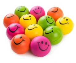 Be Happy! Neon Coloured Smile Funny Face Stress Ball - Happy Smiley Face Stress Balls Bulk Pack Of 12 Relaxable 6.4cm Stress Relief Smile Squeeze Balls Fun Toys Christmas Stocking Stuffer -Funko Favour 6 503