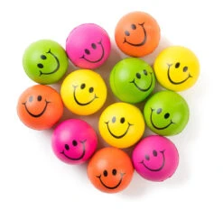 Be Happy! Neon Coloured Smile Funny Face Stress Ball - Happy Smiley Face Stress Balls Bulk Pack Of 12 Relaxable 6.4cm Stress Relief Smile Squeeze Balls Fun Toys Christmas Stocking Stuffer -Funko Favour 6 504