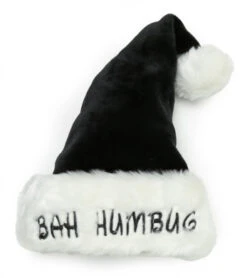 Bah Humbug Plush Black Santa Christmas Hat