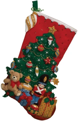 Bucilla 18-Inch Christmas Stocking Felt Applique Kit, 86303 Under The Tree 3 Bucilla 18-Inch Christmas Stocking Felt Applique Kit, 86303 Under The Tree