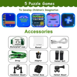 DEKER Kids Camera Underwater Waterproof Camera For Best Christmas Birthday Gifts For Boys Girls Age 3-12 HD Digital Video Camera Mini Children Camcorder Camera 5.1cm IPS Screen With 32GB Card (Green) -Funko Favour 6 539