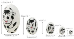 Cute Egg Shape Animal Theme Handmade Wooden Russian Nesting Dolls Matryoshka Dolls Set 5 Pieces For Kids Toy Birthday Christmas Easter Gift Home Decoration-Dairy Cow -Funko Favour 6 54