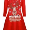Be Jealous Womens Ladies Santa Reindeer Wall Snowflake Costume Christmas Xmas Swing Dress UK Plus Size 8-26 -Funko Favour 6 543