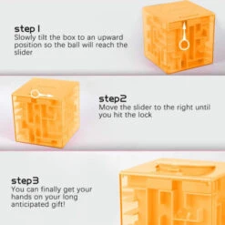 ThinkMax Money Maze Puzzle Box Gift, Perfect Puzzle Money Holder, Funny And Cool Brain Teasers For Kids, Boys, Girls, Teens And Adults, Perfect Christmas Gag Gifts (Orange)