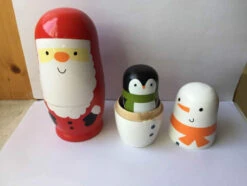 Veewon Christmas Nesting Dolls Handmade Wooden Cute Matryoshka Russian Doll Santa Claus Snowman Christmas Gift 15cm - 6pcs -Funko Favour 6 572