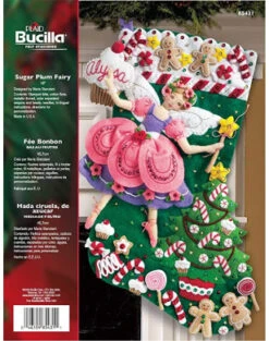 Bucilla Sugar Plum Fairy Christmas Stocking Felt Applique Kit, 85431 46cm