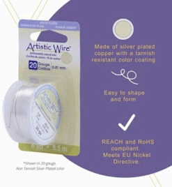 Artistic Wire 26 Gauge / .41 Mm Silver Plated Tarnish Resistant Coloured Copper Craft Wire, 15 Yd / 13.7 M, Christmas Green -Funko Favour 6 642