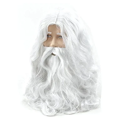 WINOMO Christmas Halloween Wig And Beard Set Deluxe White Santa Fancy Dress Costume Wizard 3 WINOMO Christmas Halloween Wig And Beard Set Deluxe White Santa Fancy Dress Costume Wizard