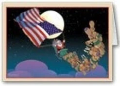 Patriotic Santa Christmas Card 12 Cards/ 13 Envelopes