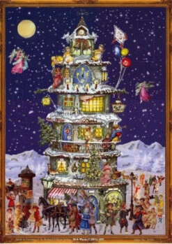 Victorian Tall House At Christmas German Advent Calendar