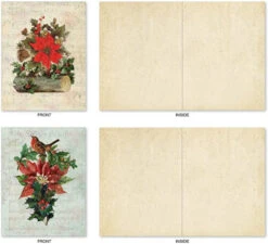 Holly Notes - 10 Assorted Blank Christmas Cards With Envelopes (10cm X 13cm ) - Boxed Greeting Card Set With Vintage Poinsettias, Holly, And Ivy - Stationery For Holidays, New Year M6650XSB -Funko Favour 6 724