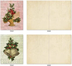 Holly Notes - 10 Assorted Blank Christmas Cards With Envelopes (10cm X 13cm ) - Boxed Greeting Card Set With Vintage Poinsettias, Holly, And Ivy - Stationery For Holidays, New Year M6650XSB -Funko Favour 6 725